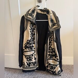 Black and off white embroidered Free People jacket